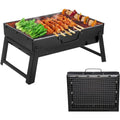 Barbecue a carbone pieghevole nero con design versatile pieghevole