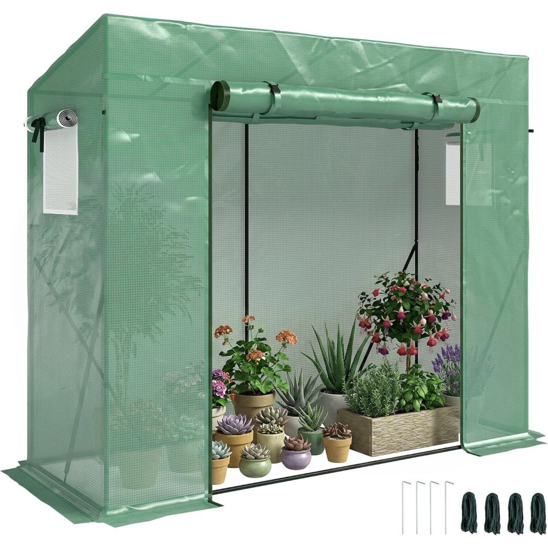 Miniserre con struttura in acciaio verde con design versatile