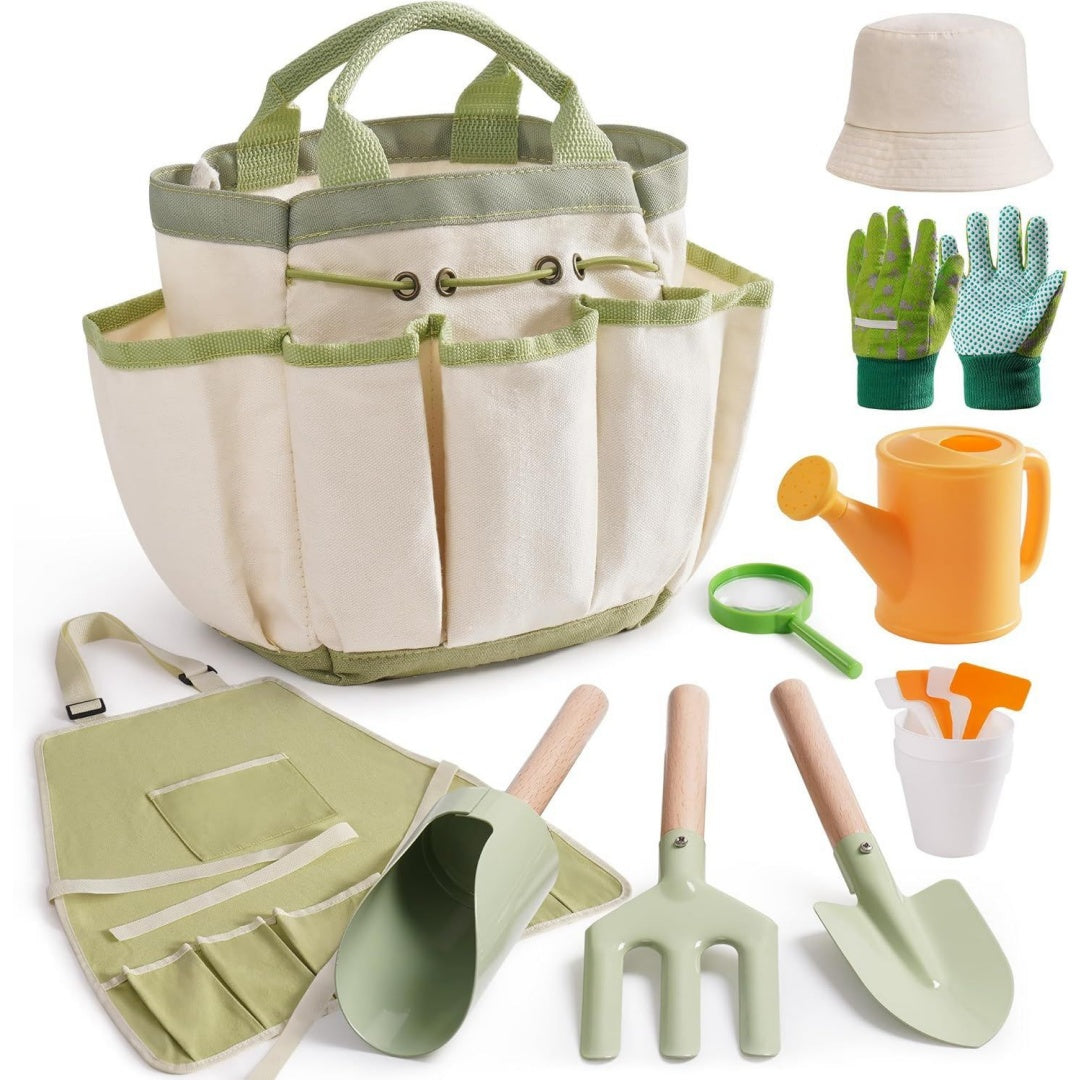 Set di attrezzi per bambini verde con design versatile 26 x 12 x 20 cm