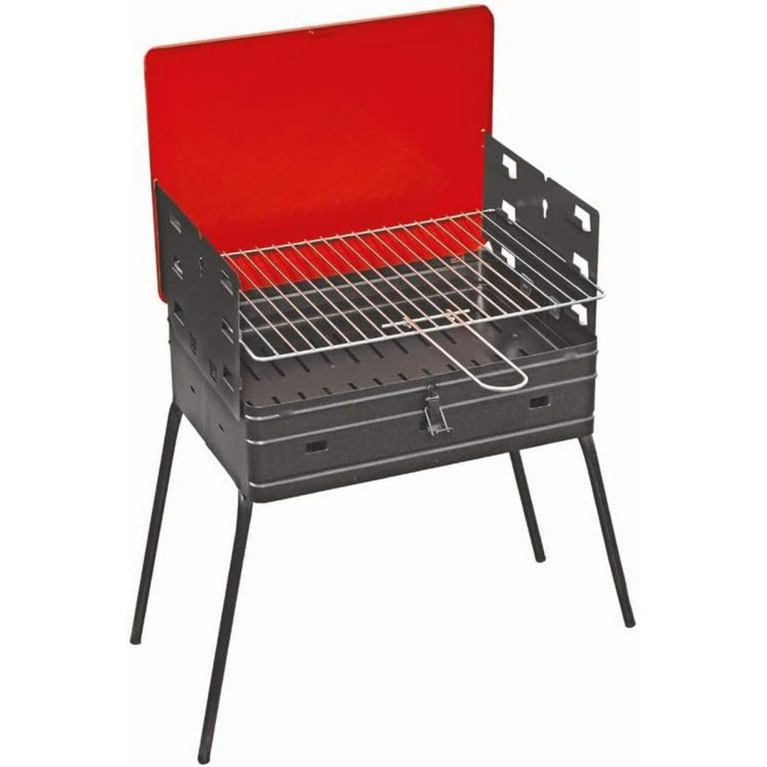 Barbecue a carbone con struttura in acciaio nero con design versatile
