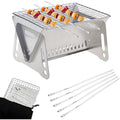 Barbecue a carbone pieghevole con struttura in acciaio argento con design versatile