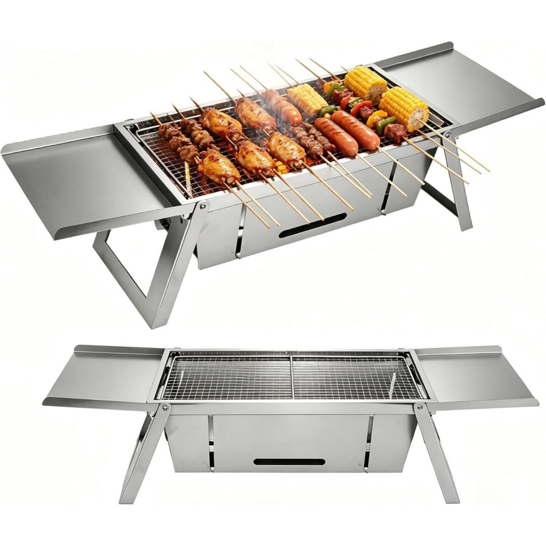 Barbecue a incasso pieghevole regolabile nero